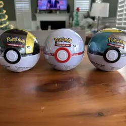 Pokemon TCG PokeBall Tins D25/E25 Lot of 3 - 9 Booster Packs SEALED - Image 1