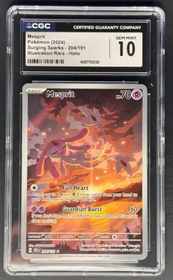 Mesprit 2024 Surging Sparks 204/191 Illustration Rare Pokemon Card CGC 10 - Image 1