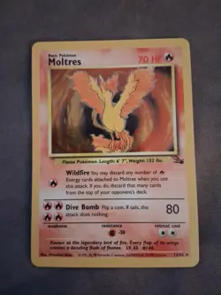 Pokemon TCG Moltres Holo Unlimited Rare Card 12/62 Fossil Set Near Mint - Image 2