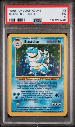 1999 POKEMON BASE SET UNLIMITED #2 BLASTOISE-HOLO PSA 5 - Image 1