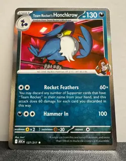 Team Rocket’s Honchkrow 127/217 Holo Rare Ascended Heroes Pokemon TCG - Image 1