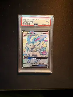 2019 POKEMON SUN & MOON HIDDEN FATES #SV76 FULL ART/SYLVEON GX PSA 9 WITH GUARD - Image 1