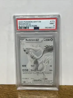 2025 POKEMON WHT EN-WHITE FLARE BLACK WHITE RARE #173 RESHIRAM EX PSA 9 - Image 1