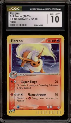Pokemon Flareon EX Sandstorm Holo Rare #5 CGC 10 Gem Mint - Image 1