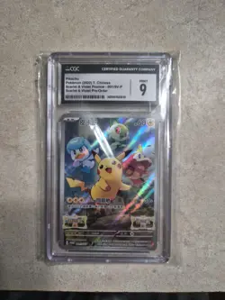 Chinese Pikachu 001/SV-P Promo Scarlet & Violet Pre Order FA Holo Pokemon CGC 9 - Image 1