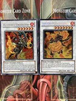 Yugioh Secret Rare Synchro Pack - Flamvell Uruquizas / Ancient Flamvell Deity - Image 1