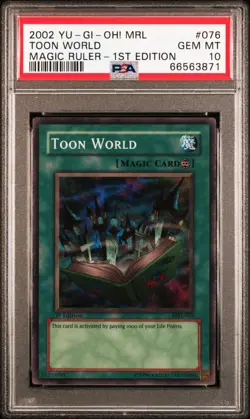 2002 Yu-Gi-Oh Toon World #MRL-076 Magic Ruler 1st Ed. Super Rare PSA 10 Gem Mint - Image 1