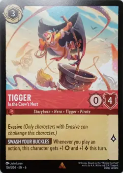 126/204 TIGGER IN THE CROW'S NEST AZURITE SEA RARE DISNEY LORCANA CARD - Image 1