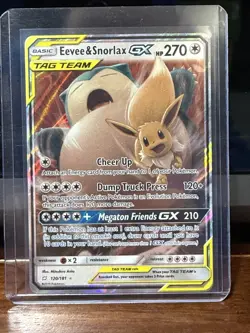 Pokemon TCG Eevee Snorlax GX Team Up Holo Ultra Rare Card 120/181 - Image 1