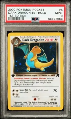 PSA 9 1st Edition Dark Dragonite [Swirl] - 5/82 - Team Rocket - Pokemon - Image 1