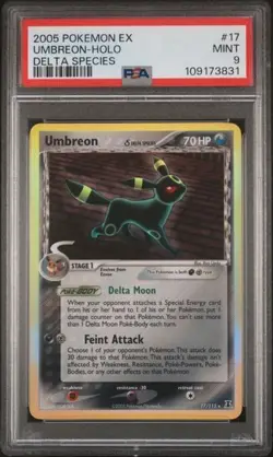 2005 POKEMON EX DELTA SPECIES #17 UMBREON-HOLO PSA 9 - Image 1