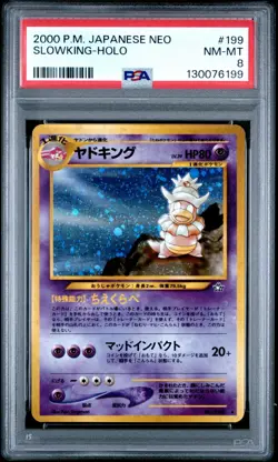 2000 Pokemon Japanese Neo: Slowking Holo #199, PSA 8 Near Mint-Mint, Rare! - Image 1