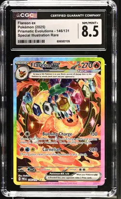2025 Pokemon Flareon ex 146/131 Sv: Prismatic Evolutions Holo SIR CGC 8.5 - Image 1