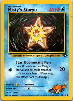 Gym Challenge #092/132 Misty's Staryu Pokemon Moderately Played - Image 1