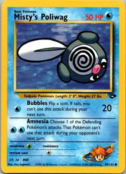 Gym Challenge #089/132 Misty's Poliwag Pokemon Moderately Played - Image 1