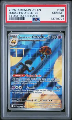 2025 POKEMON DRI ILLUSTRATION RARE #198 TEAM ROCKET'S ORBEETLE PSA 10 - Image 1