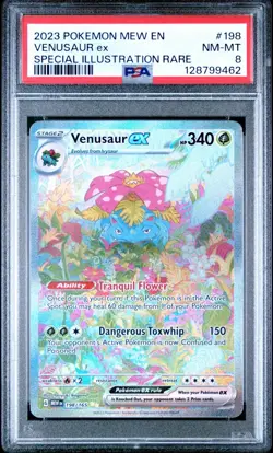2023 POKEMON MEW EN-151 SPECIAL ILLUSTRATION RARE #198 VENUSAUR EX PSA 8 - Image 1