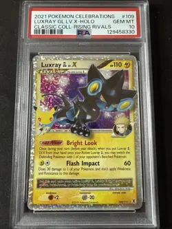 2021 POKEMON CELEBRATIONS CLASSIC COLL #109 LUXRAY GL LV.X-HOLO PSA 10 - Image 1
