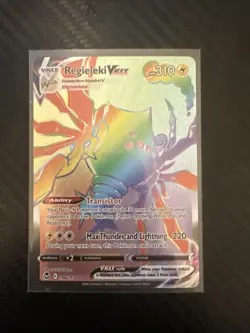 Holo Regieleki VMAX 198/195 Secret Rare Silver Tempest Pokemon TCG - Image 1