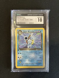 CGC 10 GEM MINT Dark Blastoise Team Rocket 1st Edition 20/82 Pokemon Card - Image 1