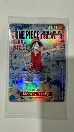 One Piece Monkey D. Luffy US Voyage College Basketball Promo Card - Image 1