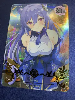 Keqing Genshin Impact Game SSR 8 Foil Goddess Waifu Card Girl Holo Doujin Anime - Image 1