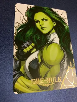 She-Hulk Marvel Hero Anime Doujin Gold Foil Holo Art Trading Card ACG Carddass - Image 5