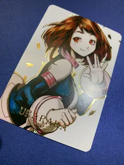 Ochako Uraraka Hero Girl Waifu Anime Doujin Gold Foil Holo Art Card ACG Carddass - Image 3