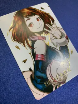 Ochako Uraraka Hero Girl Waifu Anime Doujin Gold Foil Holo Art Card ACG Carddass - Image 4