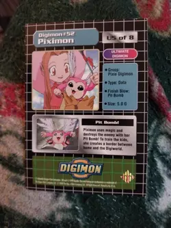 DIGIMON Piximon HOLO FOIL PRISM TRADING CARD 2000 Y2K Digital Monsters Prizm HTF - Image 2