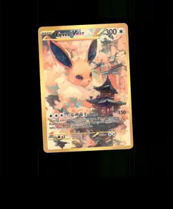 FAN-ART READ DESCRIPTION BELOW Glossy HOLO Eevee Card Eevee Pokemon Card p1 - Image 1