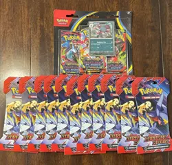 1 Pokemon Phantasmal Flames 3 Pack + 11 Scarlet &Violet Destine Rivals 14 Packs - Image 1