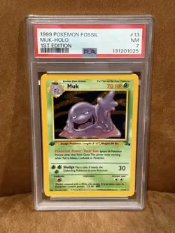1999 POKEMON FOSSIL 1ST EDITION #13 MUK - HOLO PSA 7 - Image 1