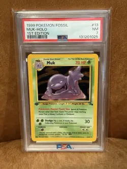 1999 POKEMON FOSSIL 1ST EDITION #13 MUK - HOLO PSA 7 - Image 3