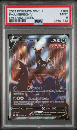 PSA 9 2021 POKEMON SWORD & SHIELD EVOLVING SKIES #189 FA/UMBREON V - Image 1