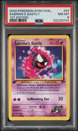 2000 POKEMON GYM CHALLENGE 1ST ED #97 SABRINA'S GASTLY PSA 8 - Image 1