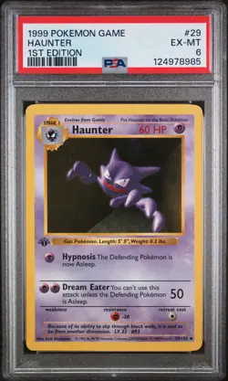 1999 POKEMON BASE SET 1ST EDITION #29 HAUNTER PSA 6 - Image 1