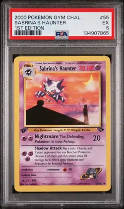 2000 POKEMON GYM CHALLENGE 1ST ED #55 SABRINA'S HAUNTER PSA 5 - Image 1