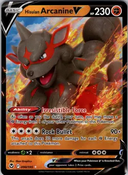 Hisuian Arcanine V 090/195 SWSH12: Silver Tempest Pokemon TCG NM - Image 1