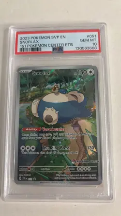 Snorlax 051 Pokemon Center Exclusive Promo PSA 10 TCG SV Promo Cards - Image 1