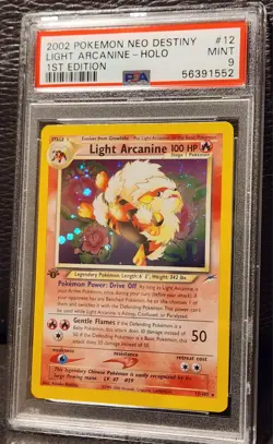 1st Edition Light Arcanine Holo PSA 9 Pokemon Card 12/105 Neo Destiny - Image 1