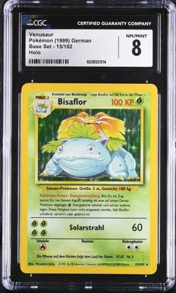 VENUSAUR BASE SET HOLO #15/102 1999 GERMAN CGC 8 Pokemon - Image 1