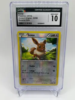 2015 POKEMON XY ANCIENT ORIGINS #63 EEVEE-REVERSE FOIL CGC 10 - Image 1