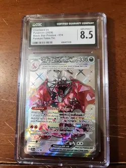 2024 CGC 8.5 Pokemon SVP EN Charizard ex BSP 074 FA Promo Card Paldean Fates Tin - Image 1