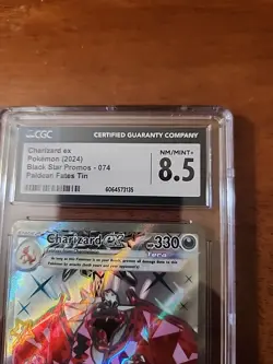 2024 CGC 8.5 Pokemon SVP EN Charizard ex BSP 074 FA Promo Card Paldean Fates Tin - Image 2
