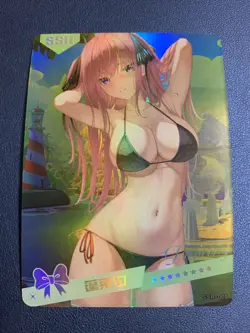 Nino Nakano Quintuplets Holo SSR 9 Swimsuit Goddess Waifu Card Girl Doujin Anime - Image 1
