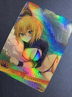 Saber Artoria Fate FGO Holo URP 9 Swimsuit Goddess Waifu Card Girl Doujin Anime - Image 3