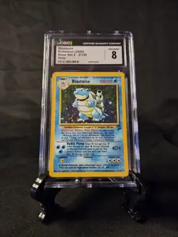 CGC 8 MINT Blastoise 2000 Base Set 2 2/130 Holo Pokemon Card - Image 1