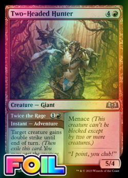 x1 Two-Headed Hunter // Twice the Rage WOE MTG 155 FOIL UNCOMMON M/NM 1x - Image 1
