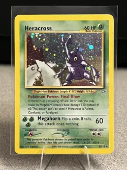 Heracross 6/111 - Neo Genesis Holo - TCG Pokemon, SUPER bright holo with swirl - Image 1
